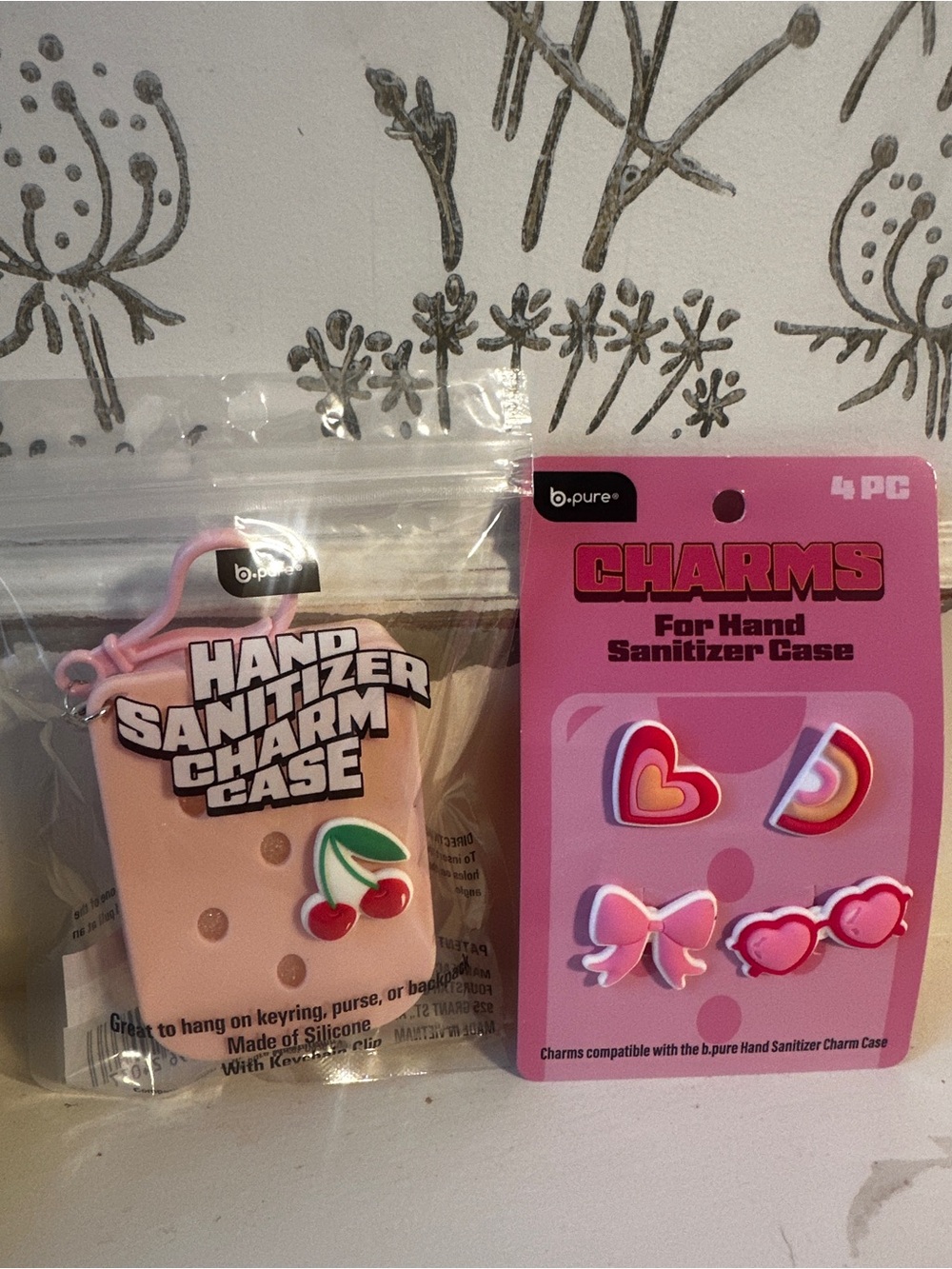 Bpure Hand Sanitizer Charm Case Charms cherry Heart B pure B.pure 2pc Set